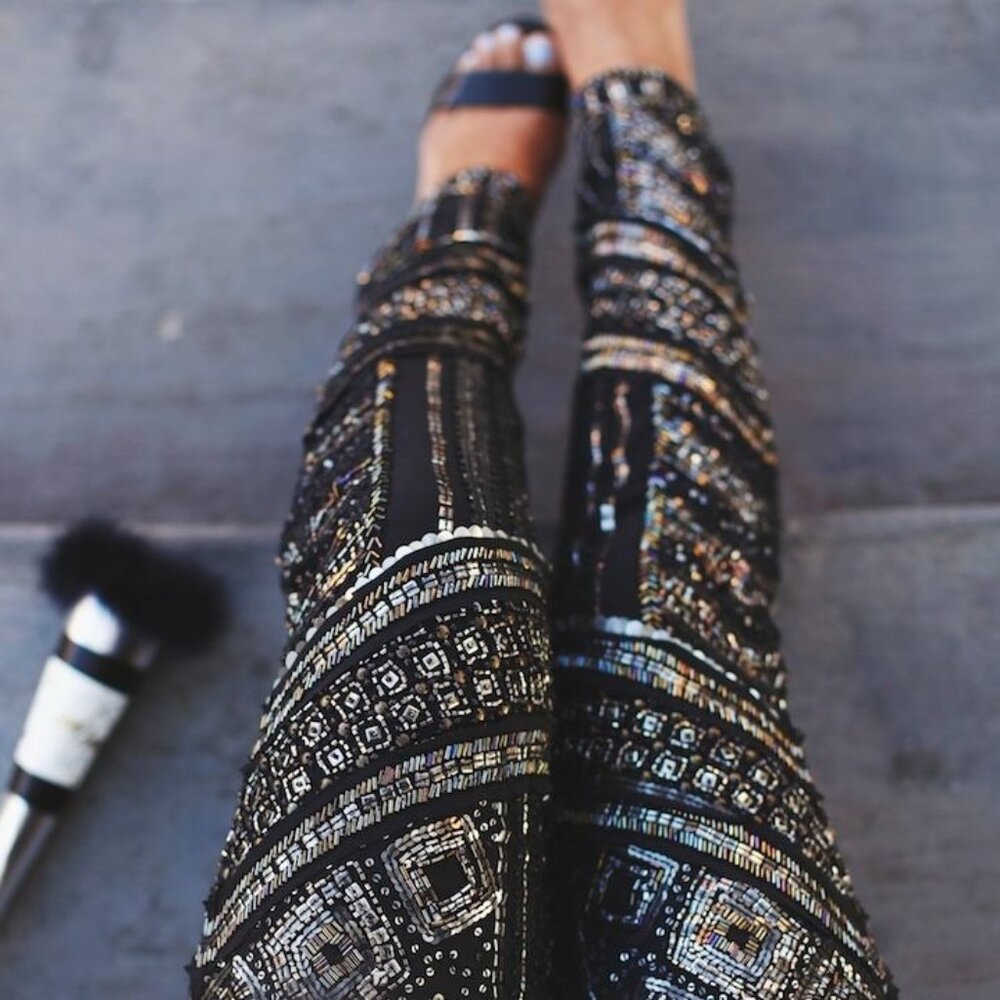 Calypso St. Barth Sequin Embellished Silk Jogger Pants